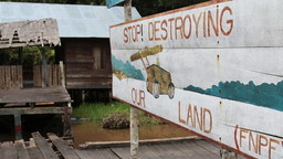 A sign protesting against development