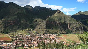 View of the town of Pisaq in Peru, near the Potato Park Biocultural Heritage Territory